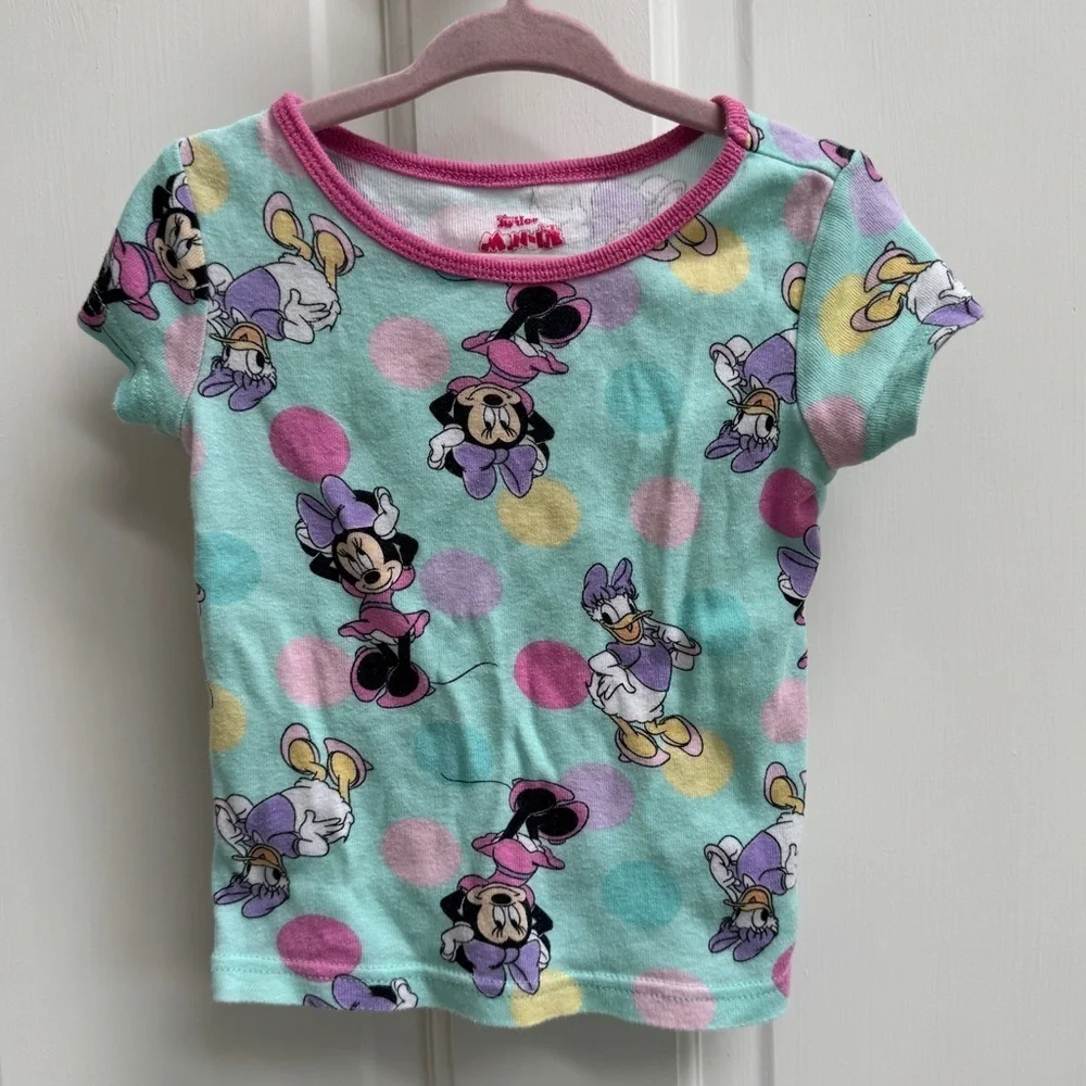 Disney Minnie Mouse Daisy Duck 4T Girls Polka Dot Short Sleeve Pajama Top
